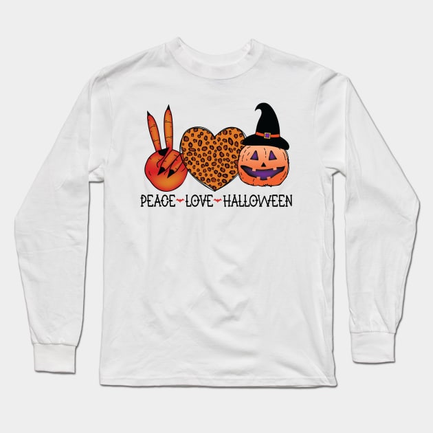 Peace love halloween Long Sleeve T-Shirt by binnacleenta